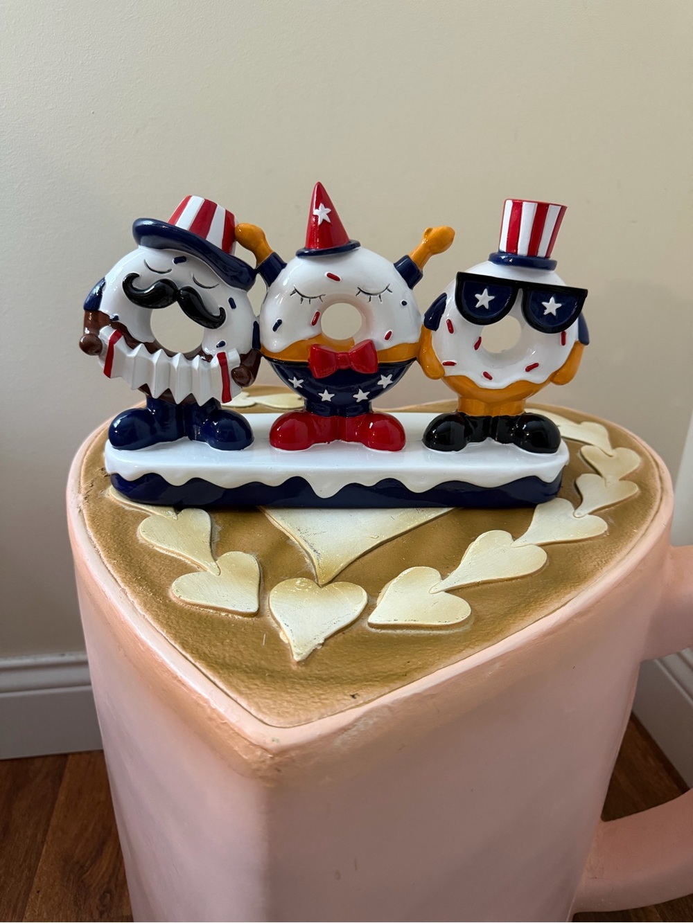 Resin 4th of July Patriotic Sprinkle Donuts with Mustache, Sunglasses & Bow Tie